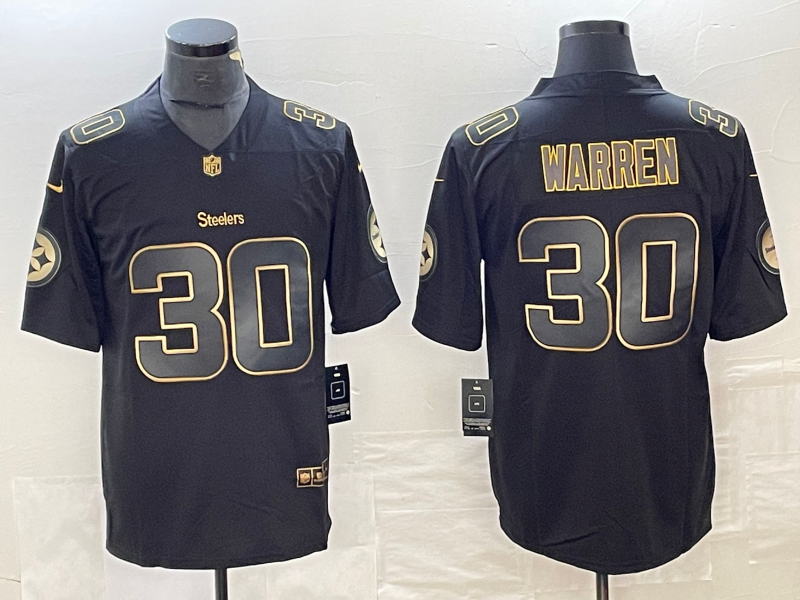 Men's Pittsburgh Steelers Jaylen Warren #30 Black Team Jersey
